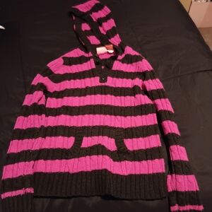 Sugar Pink and Black Striped Hoodie